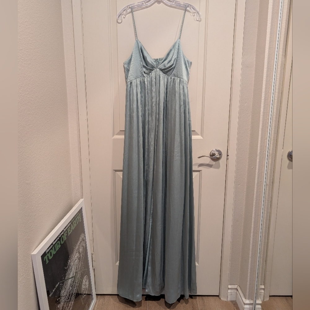 BHLDN Sachin & Babi Jessica Crinkled Georgette Deep Jade Gown Size 6 - Picture 2 of 8